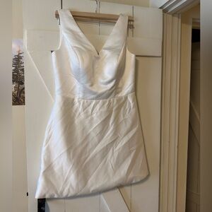 Elegant White Sleeveless Satin Dress